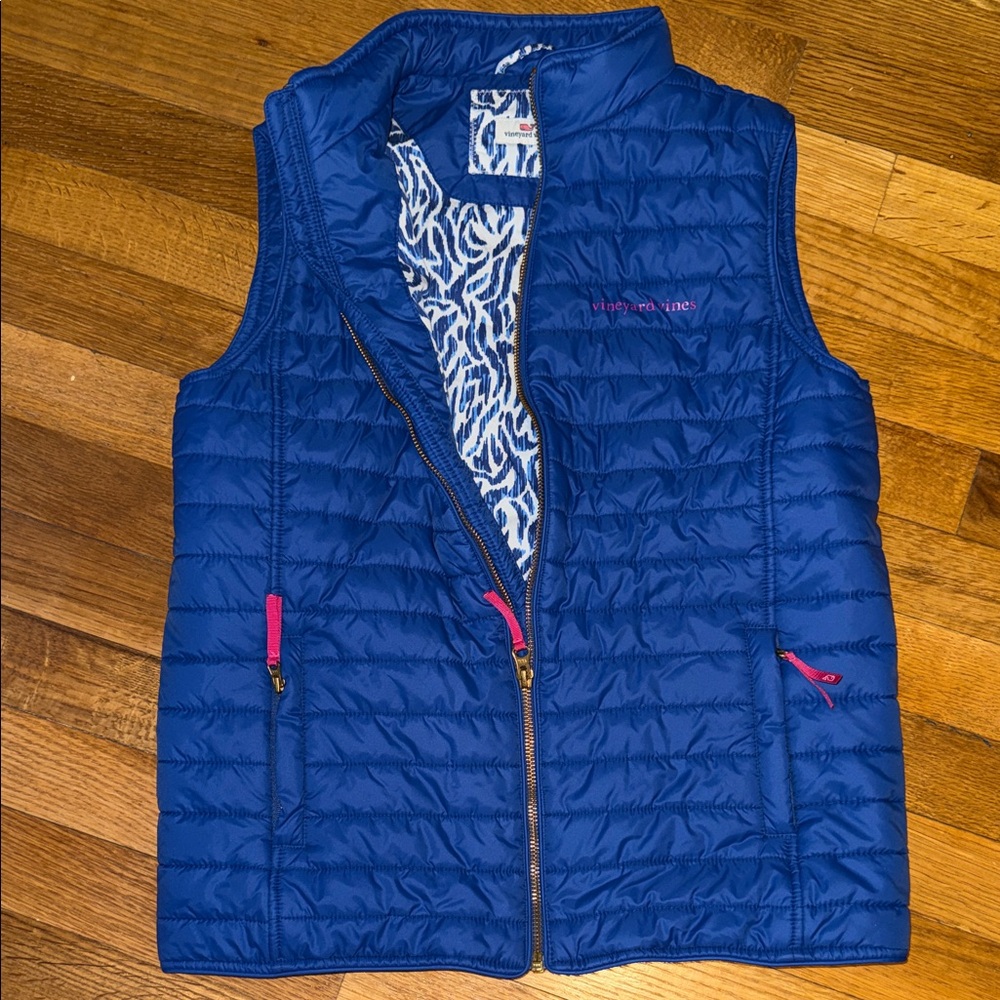 Vineyard Vines Kids Quilted Vest in Blue Size XL (16)